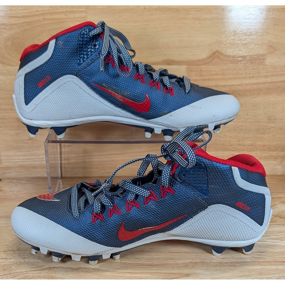 Nike Alpha Pro 2 Mid TD Football Cleats Navy Blue Red White 729444-413 Mens 11.5